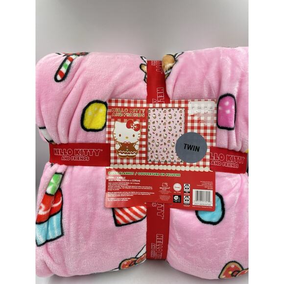 Hello Kitty Holiday Pink Christmas Candyland Twin Blanket 60”x90" NEW WITH TAGS - Picture 3 of 5